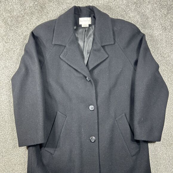 Worthington Women's Trench Coat Wool Blend Size 10 Black Length 48" - Picture 3 of 14